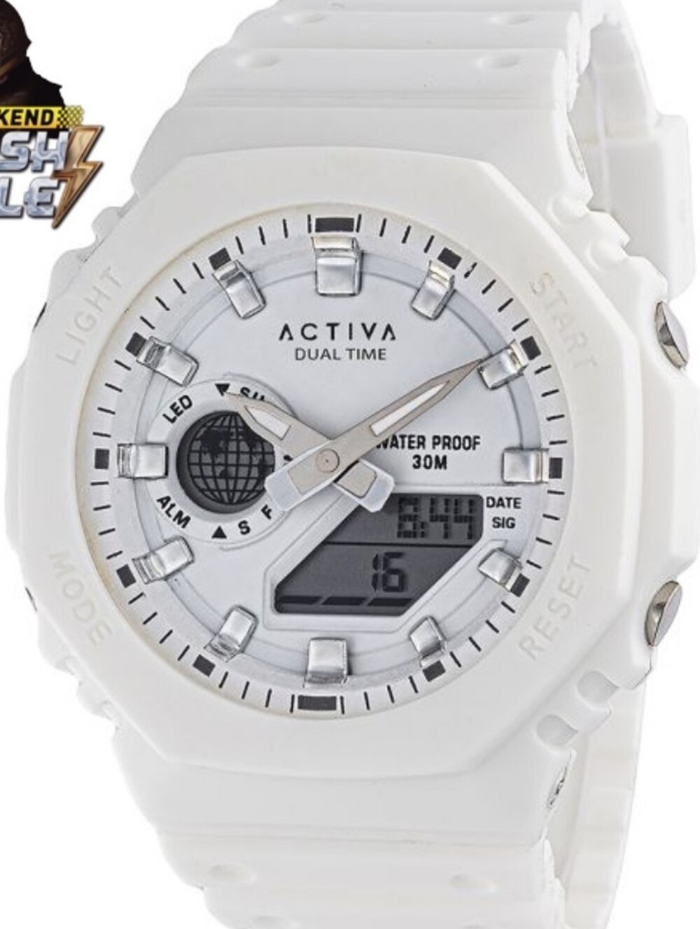 NWT Activa Sonar Invicta Mens Watch 45.5mm Digital White Chronograph ACW423-001